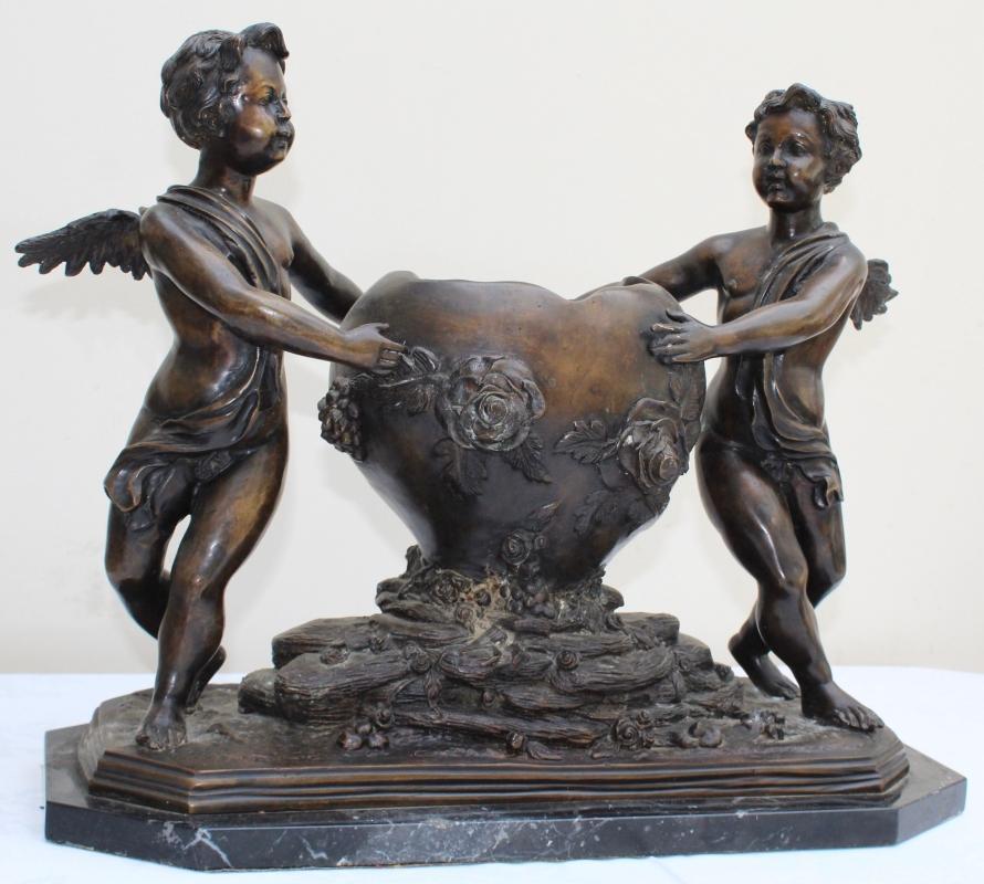 Large Bronze Jardiniere, Putti & Floral Decoration C.1920