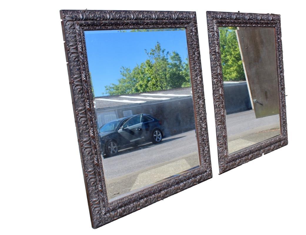 Large Pair of Mirrors with Bevelled Glass