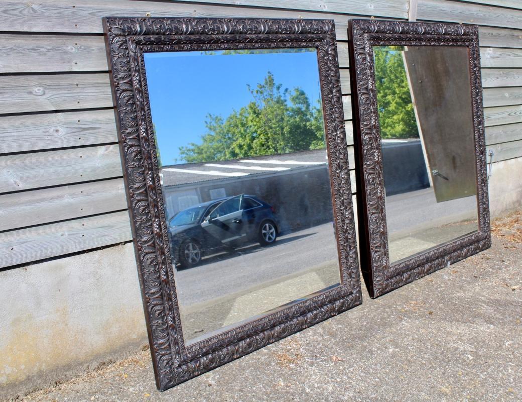 Large Pair of Mirrors with Bevelled Glass