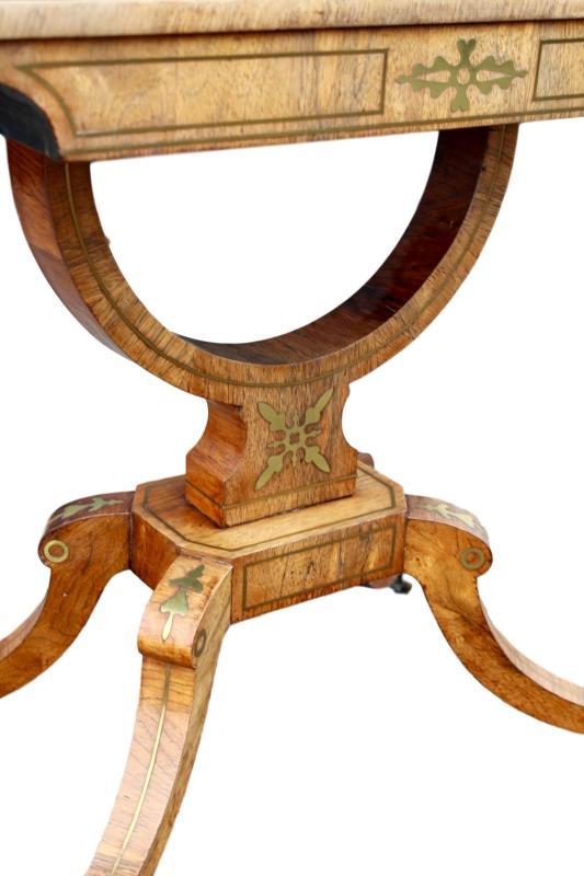 Regency Brass Inlaid Card Table, Rosewood