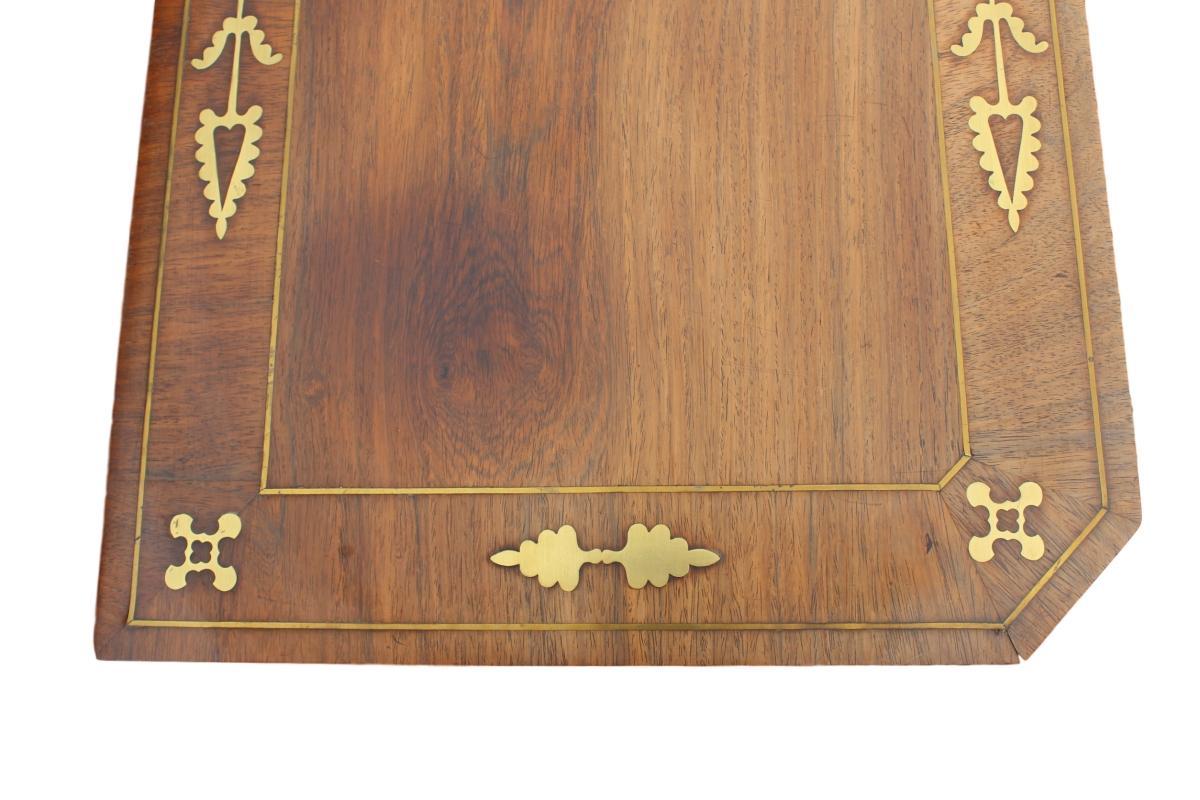 Regency Brass Inlaid Card Table, Rosewood