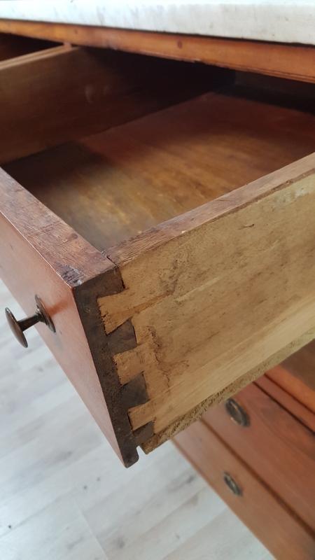 18th Century Italian Louis XVI Walnut with White Marble Chest of Drawers