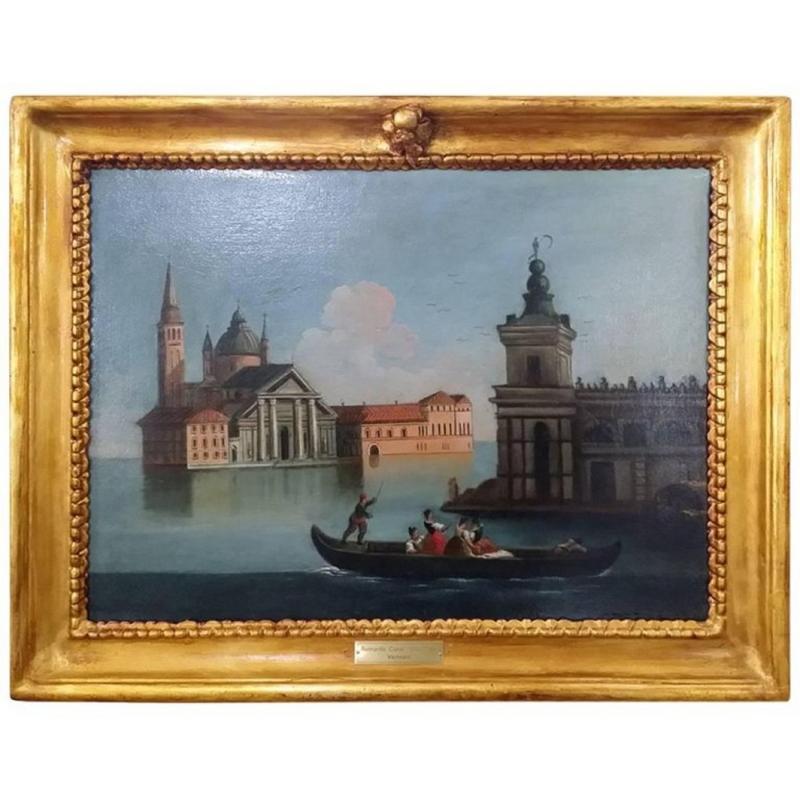 18th Century Bernardo Canal Italian a View of Venice Oil on Canvas Painting