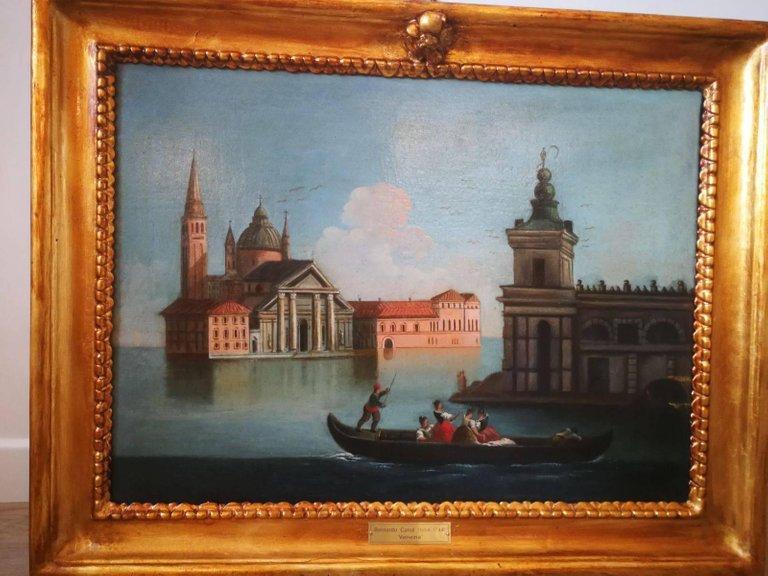 18th Century Bernardo Canal Italian a View of Venice Oil on Canvas Painting