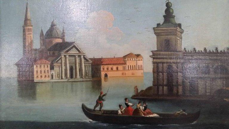 18th Century Bernardo Canal Italian a View of Venice Oil on Canvas Painting