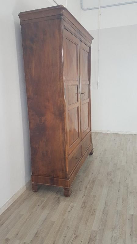 19th Century Italian Charles X Walnut Pair of Wardrobes