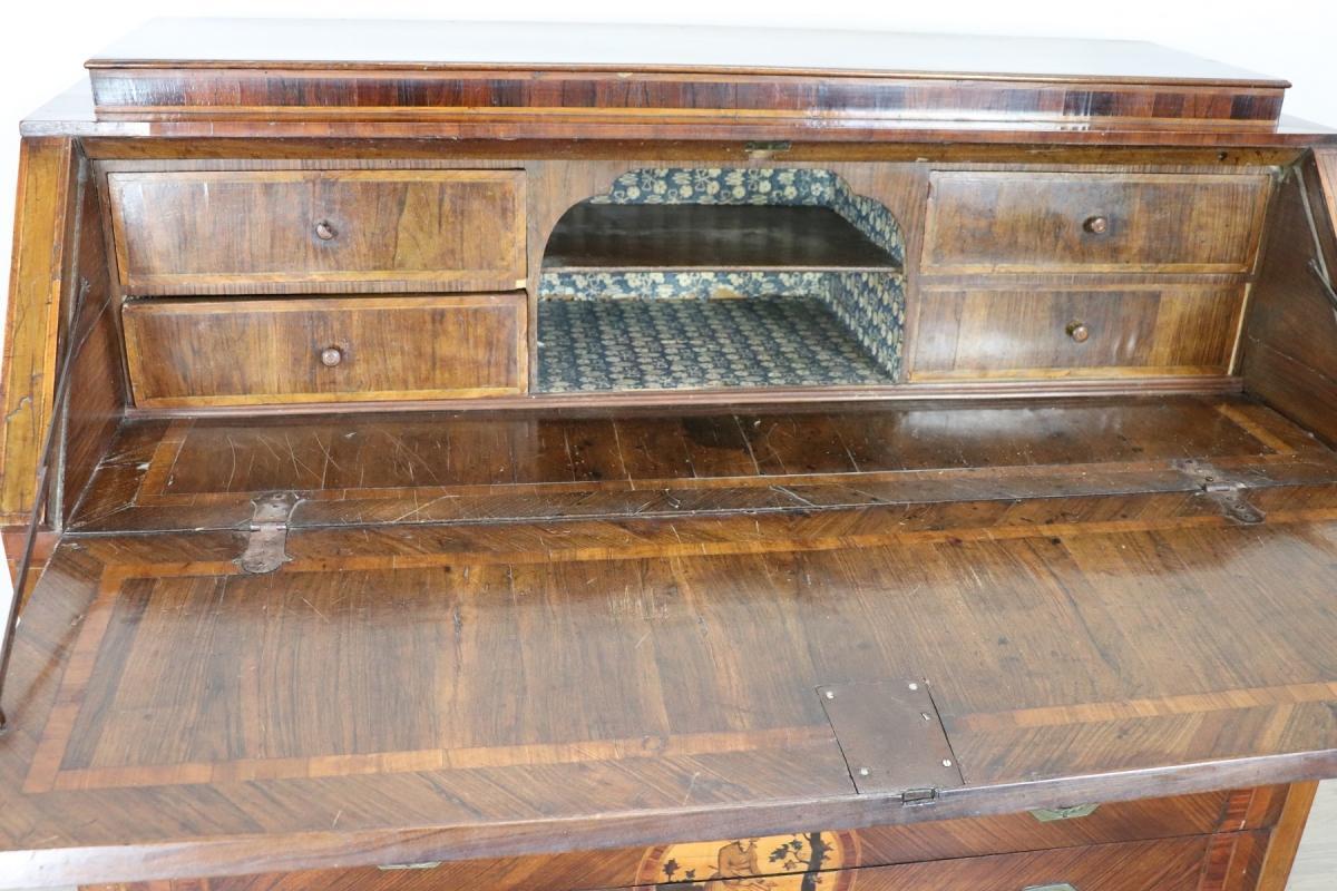 18th Century Italian Louis XVI Inlay Wood Chest of Drawers with Secretaire