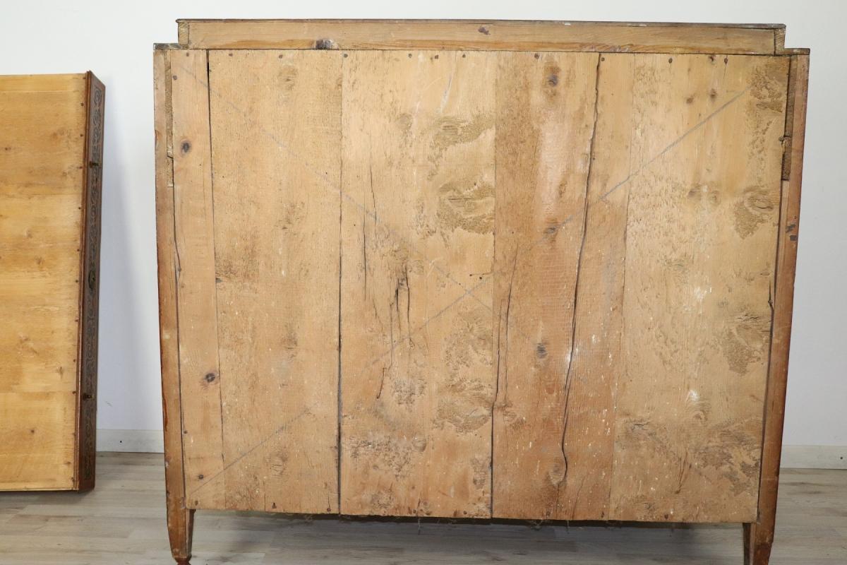 18th Century Italian Louis XVI Inlay Wood Chest of Drawers with Secretaire