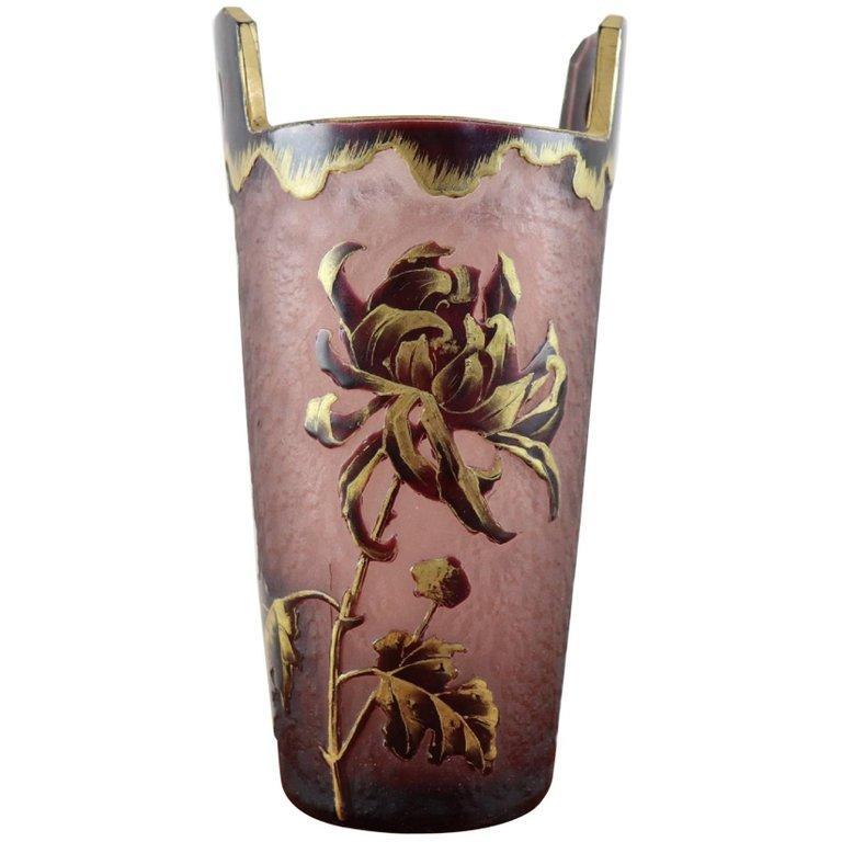 20th Century French Art Nouveau Legras Mont Joye Vase in Frosted Glass
