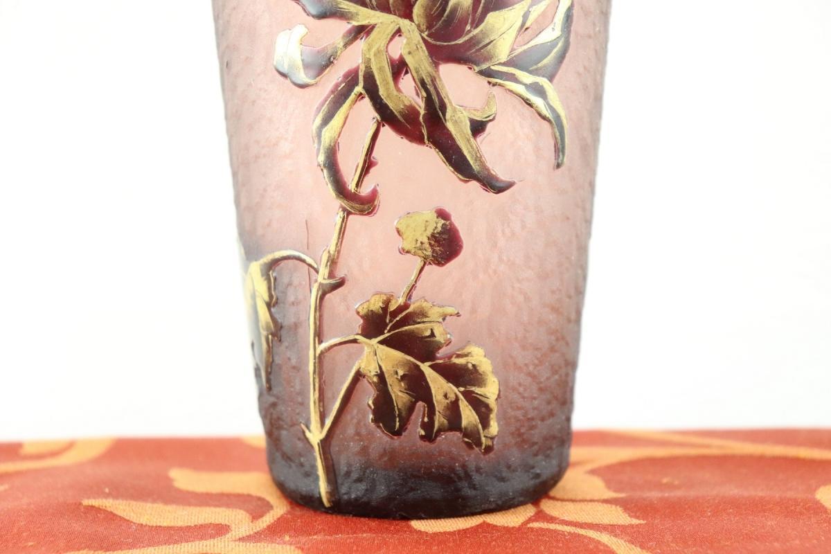 20th Century French Art Nouveau Legras Mont Joye Vase in Frosted Glass