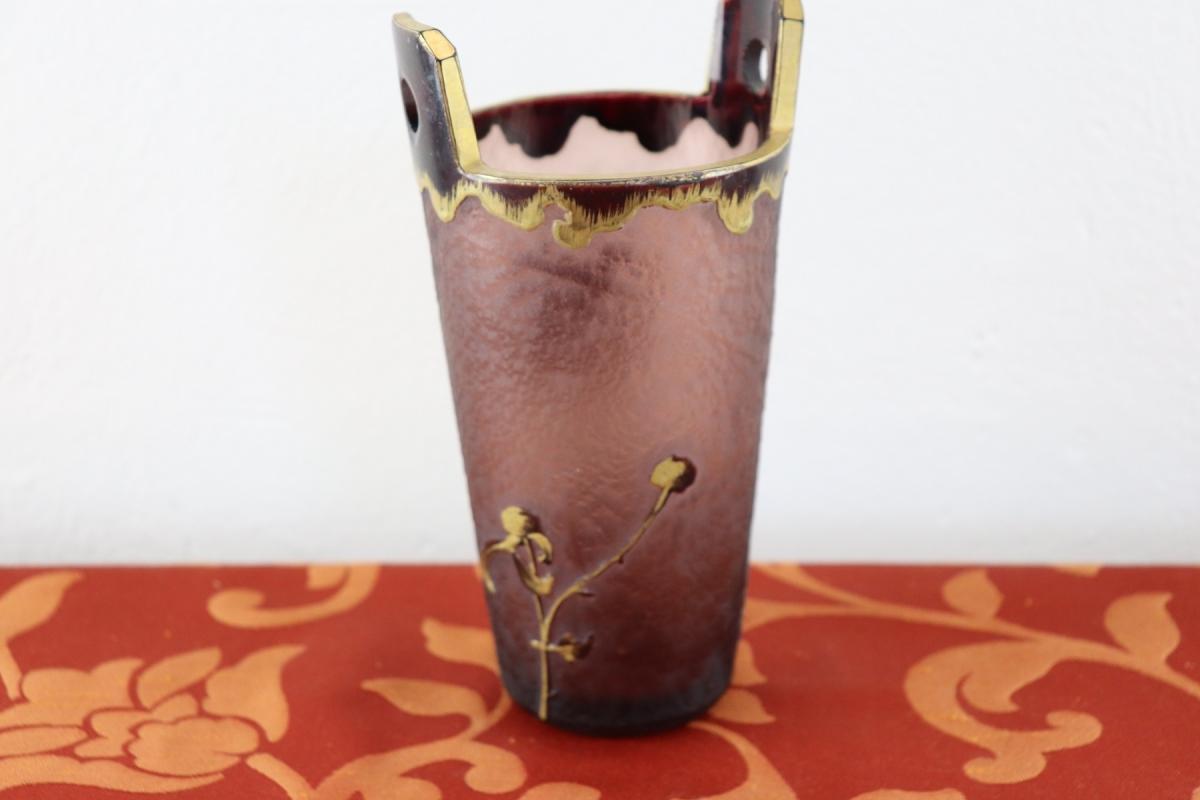 20th Century French Art Nouveau Legras Mont Joye Vase in Frosted Glass