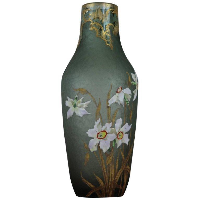 20th Century French Art Nouveau Legras Mont Joye Vase in Frosted Glass