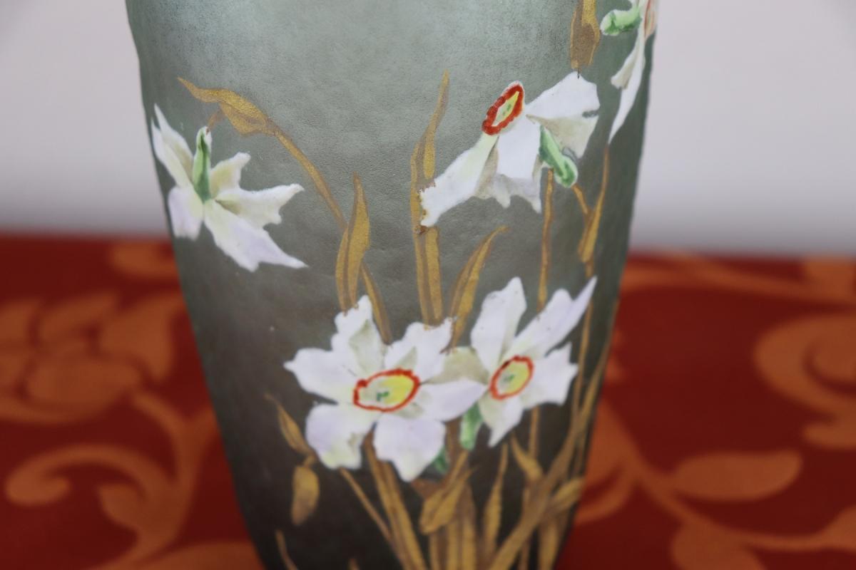 20th Century French Art Nouveau Legras Mont Joye Vase in Frosted Glass