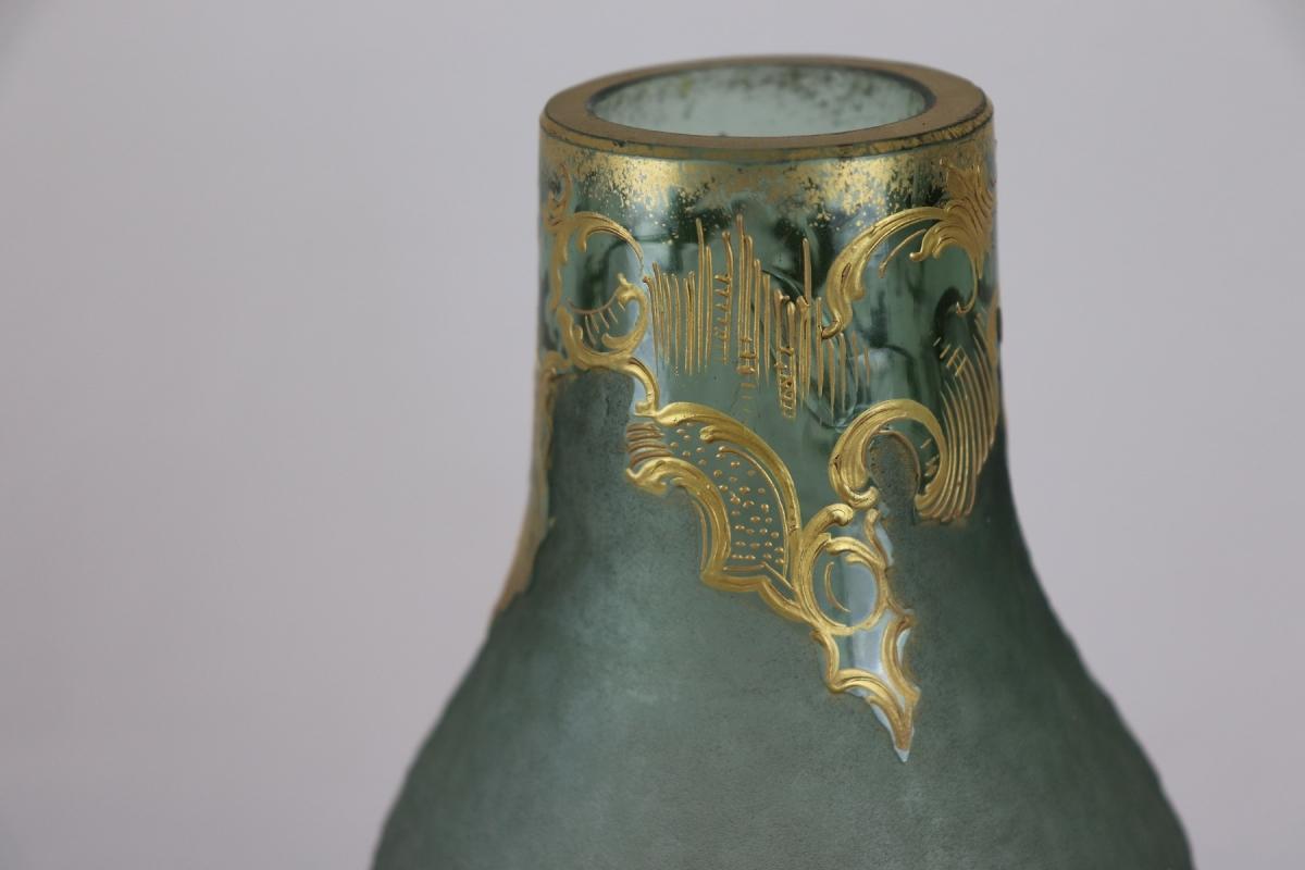 20th Century French Art Nouveau Legras Mont Joye Vase in Frosted Glass