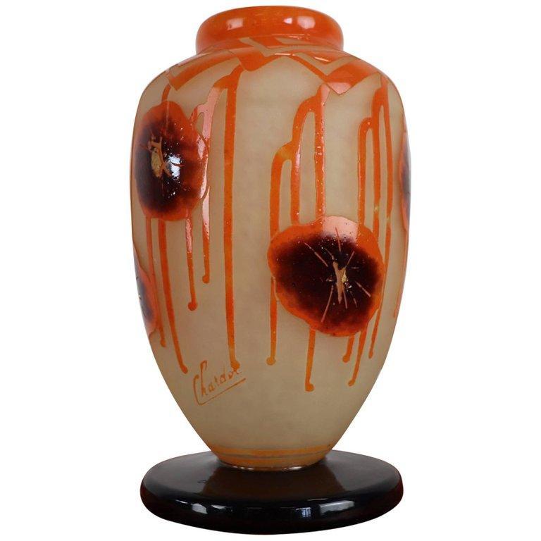French Art Deco Came Vase by Charles Schneider for Le Verre Francais