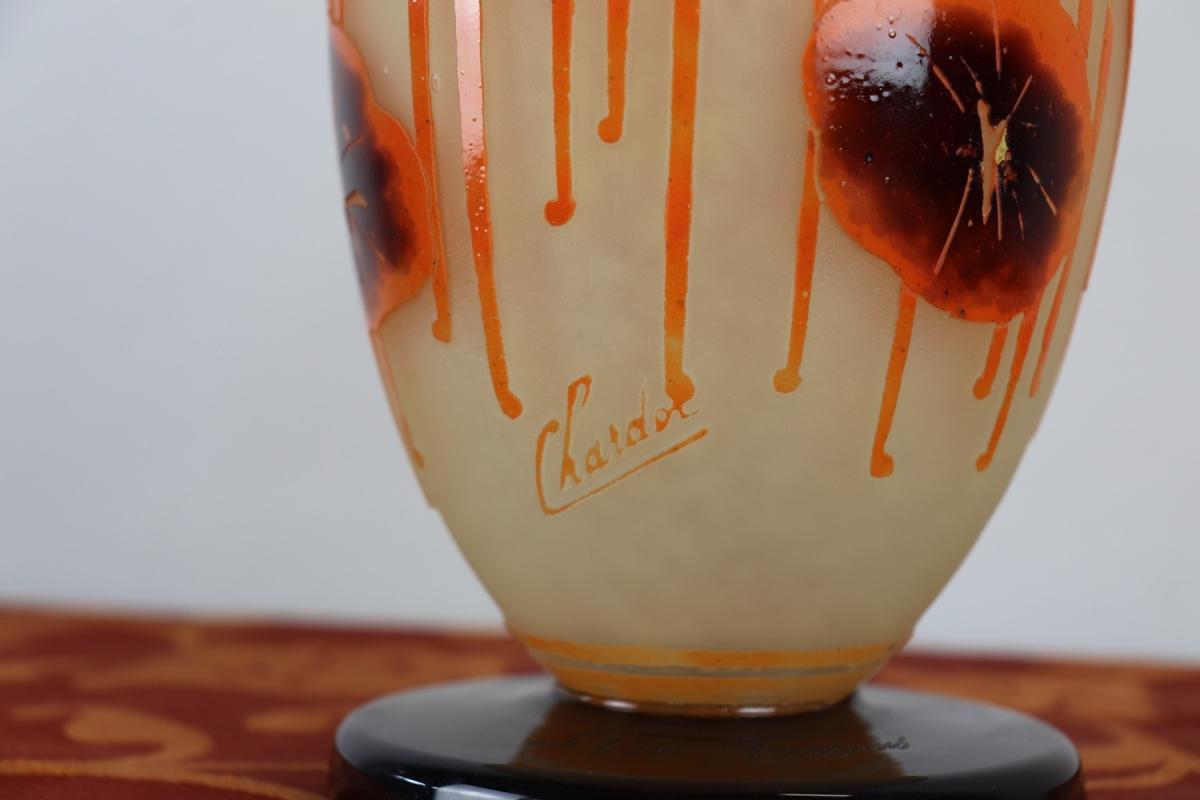 French Art Deco Came Vase by Charles Schneider for Le Verre Francais