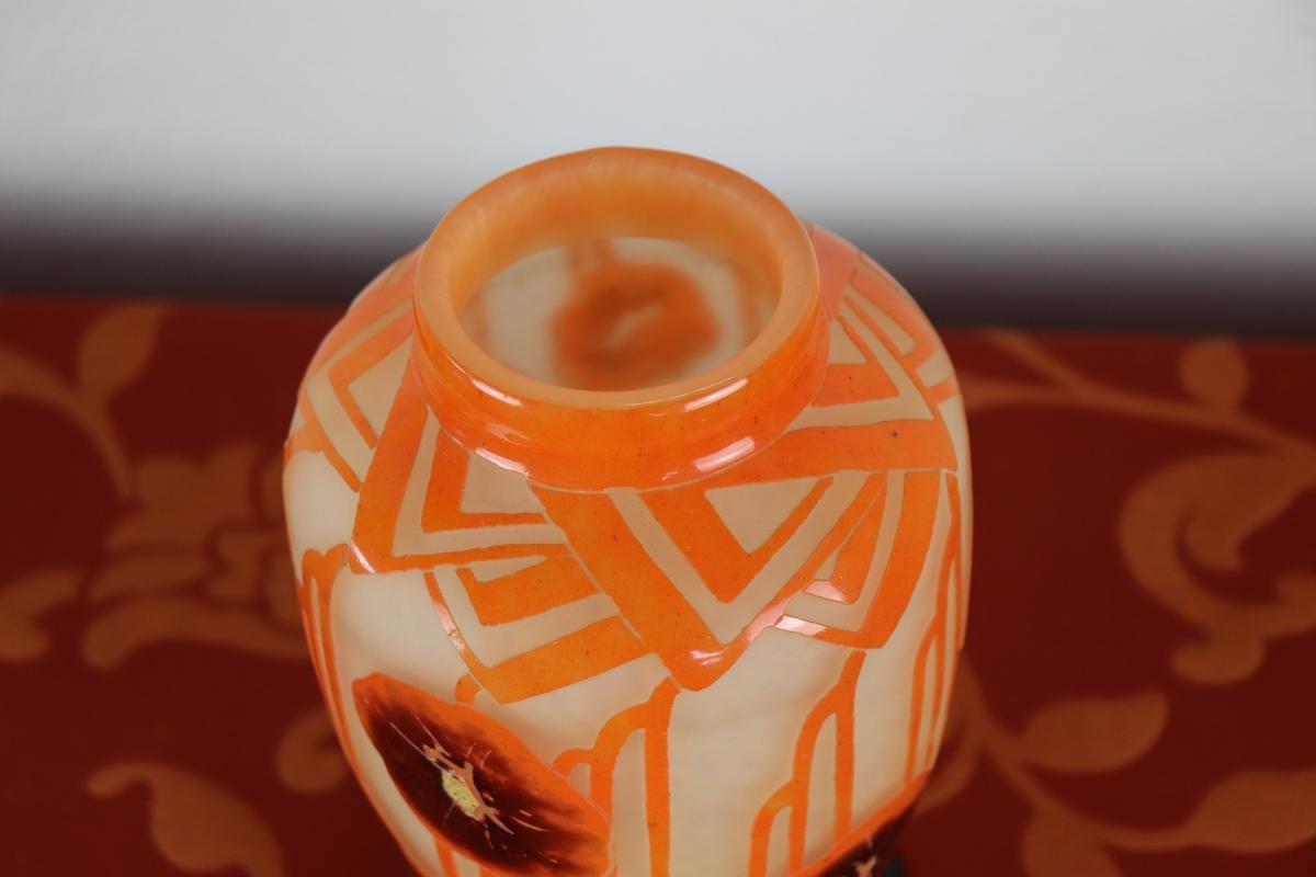 French Art Deco Came Vase by Charles Schneider for Le Verre Francais