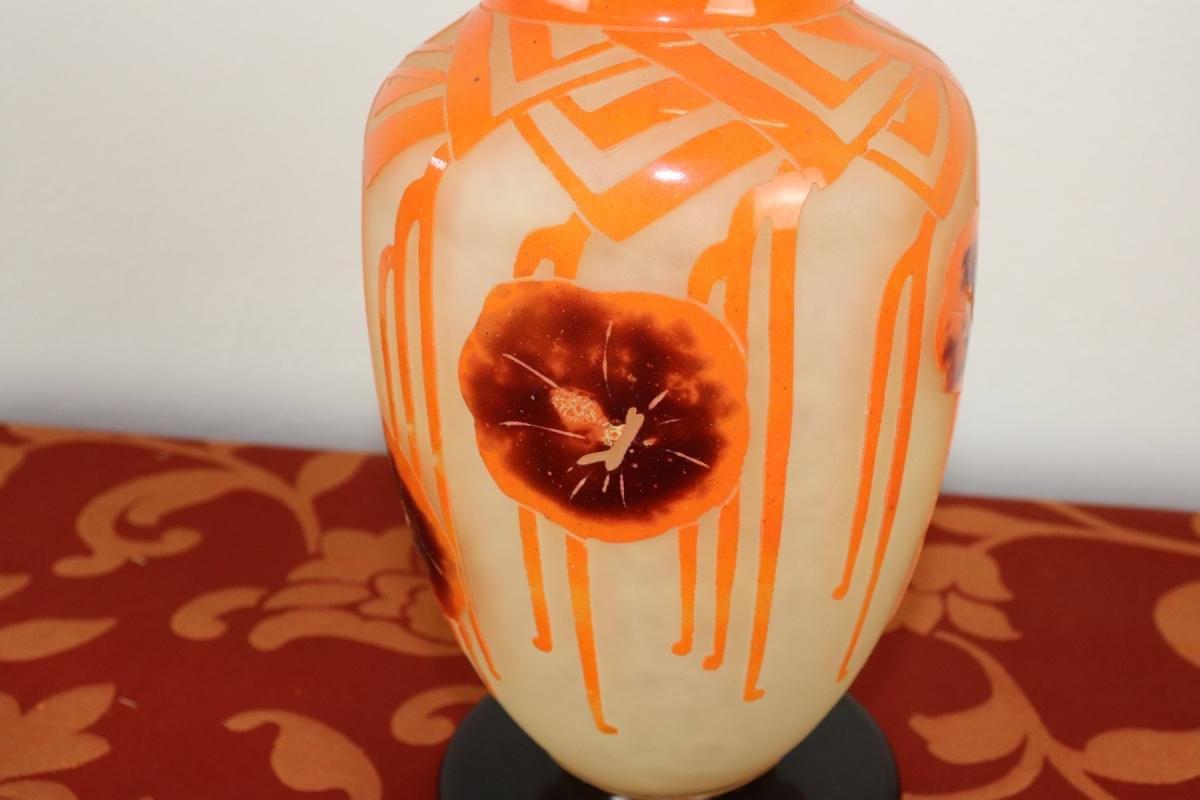 French Art Deco Came Vase by Charles Schneider for Le Verre Francais