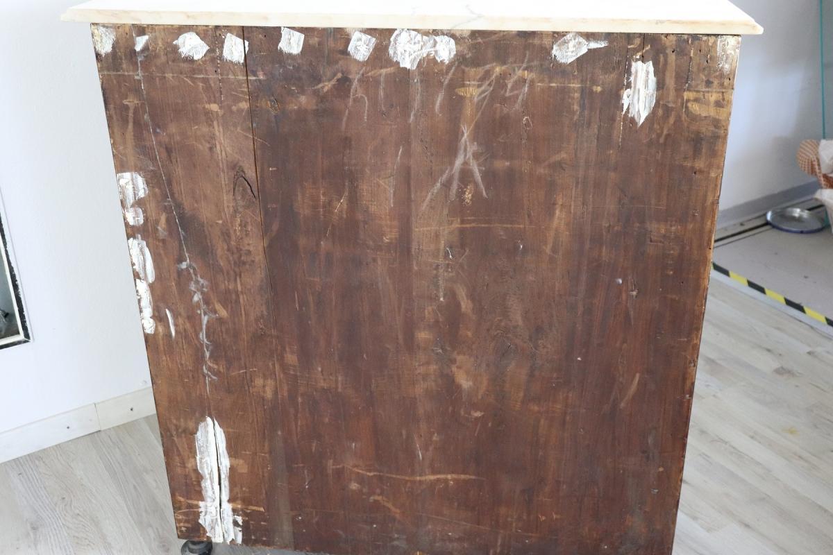 19th Century French Napoleon III Rosewood Inlay Wood Cabinet with Marble Top