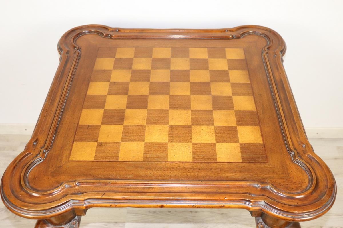 20th Century Chippendale Style Walnut Game Table for Cards and Chess