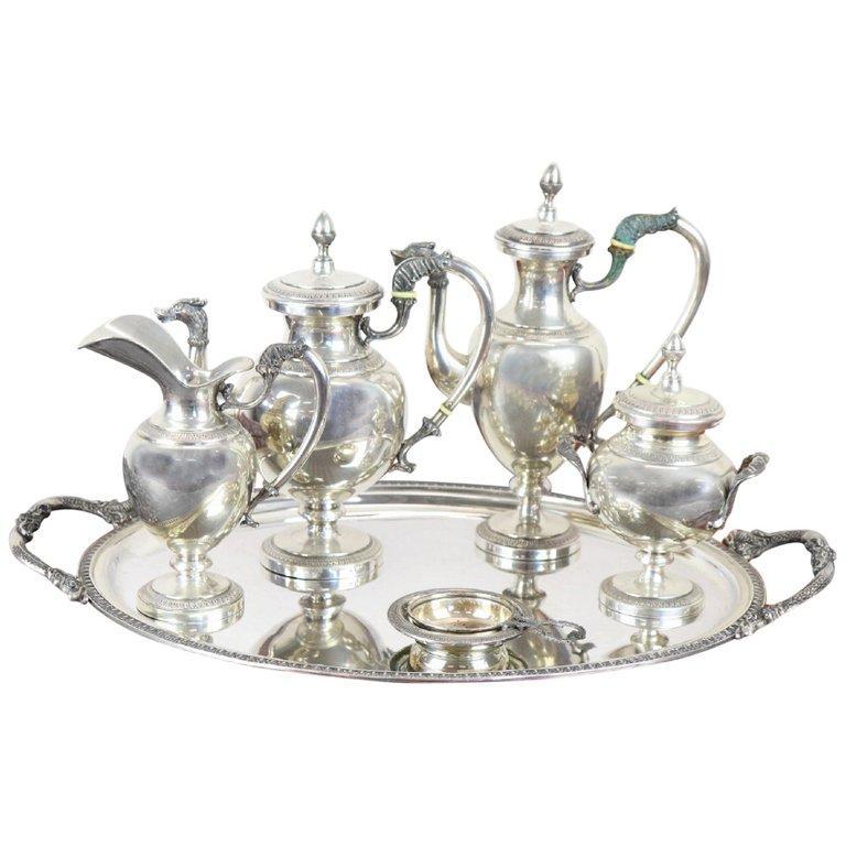 20th Century Italian Empire Style 800 Silver Tea and Coffee Service
