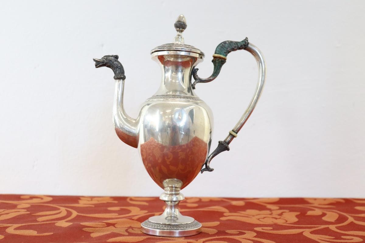 20th Century Italian Empire Style 800 Silver Tea and Coffee Service