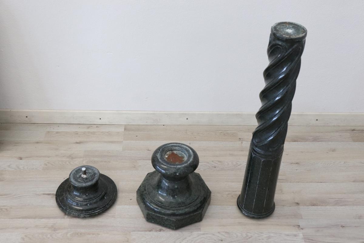 19th Century Italian Antique Column in Green Marble