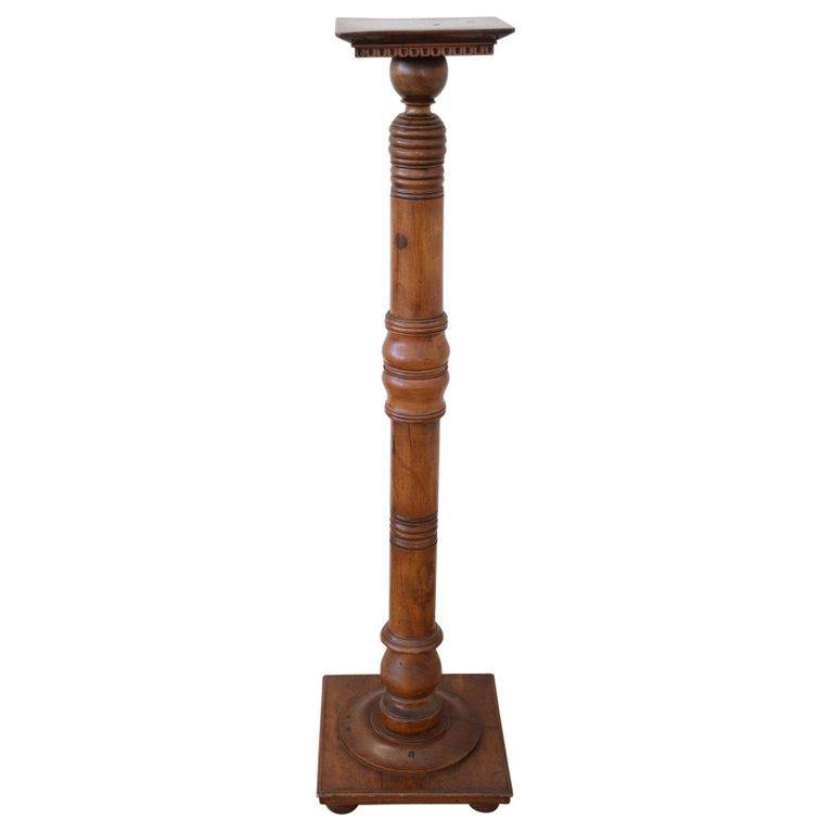 19th Century Italian Antique Column in Turned Walnut