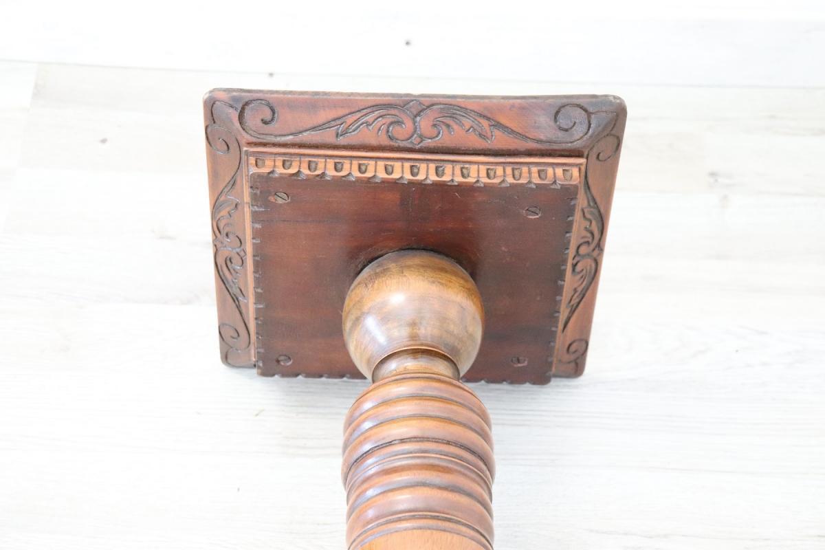 19th Century Italian Antique Column in Turned Walnut