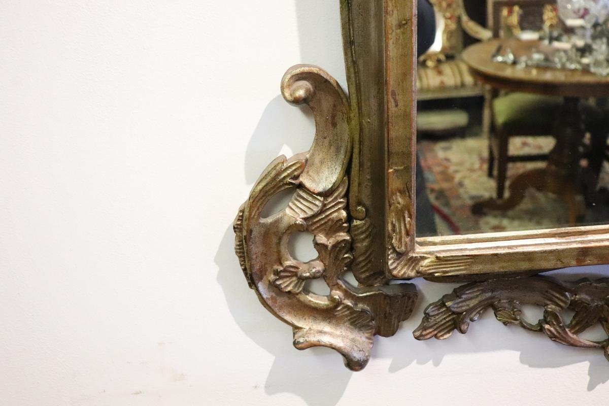 20th Century Louis XV Style Silvered Wood Antique Wall Mirror
