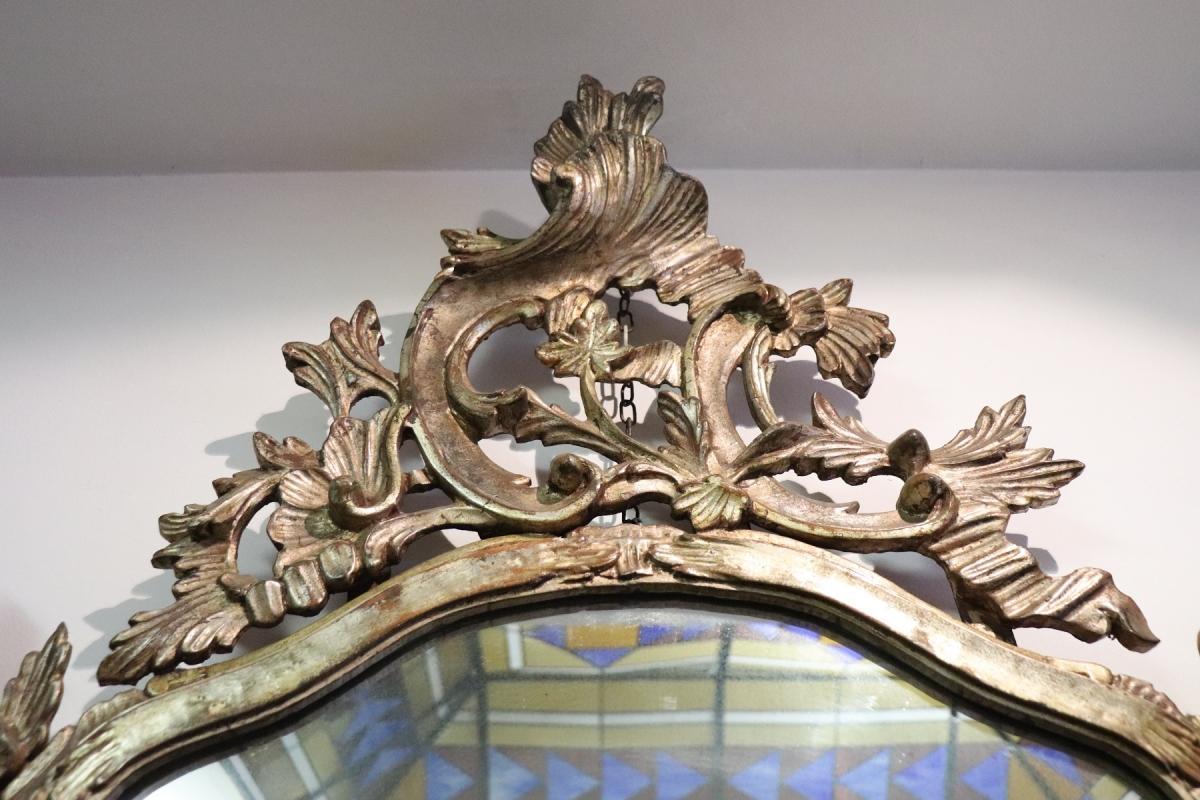 20th Century Louis XV Style Silvered Wood Antique Wall Mirror