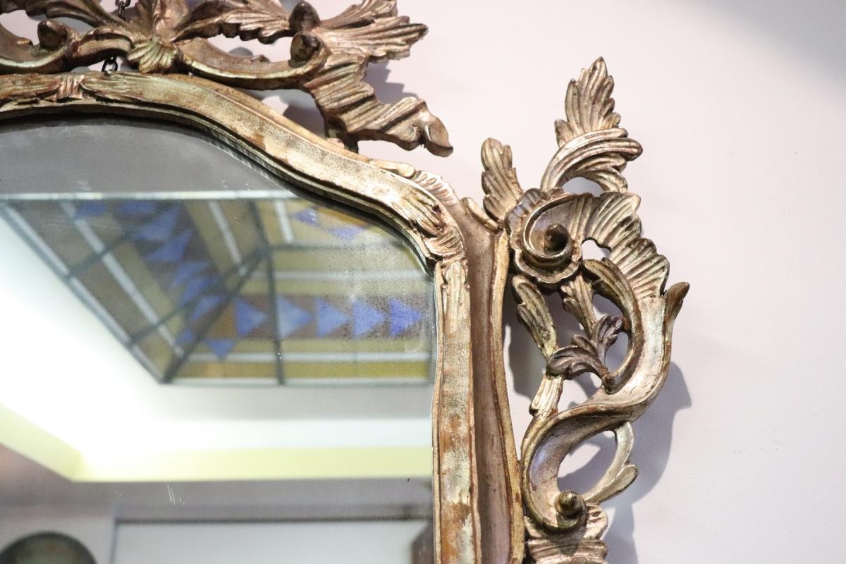 20th Century Louis XV Style Silvered Wood Antique Wall Mirror