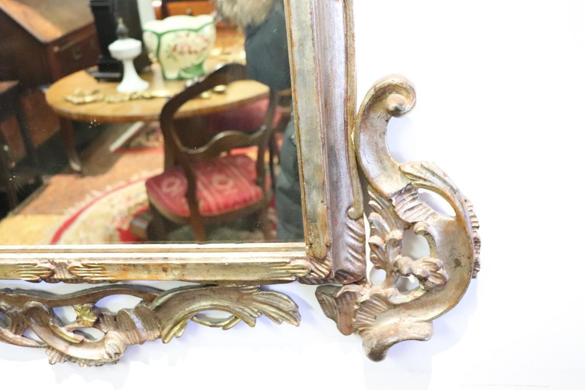 20th Century Louis XV Style Silvered Wood Antique Wall Mirror