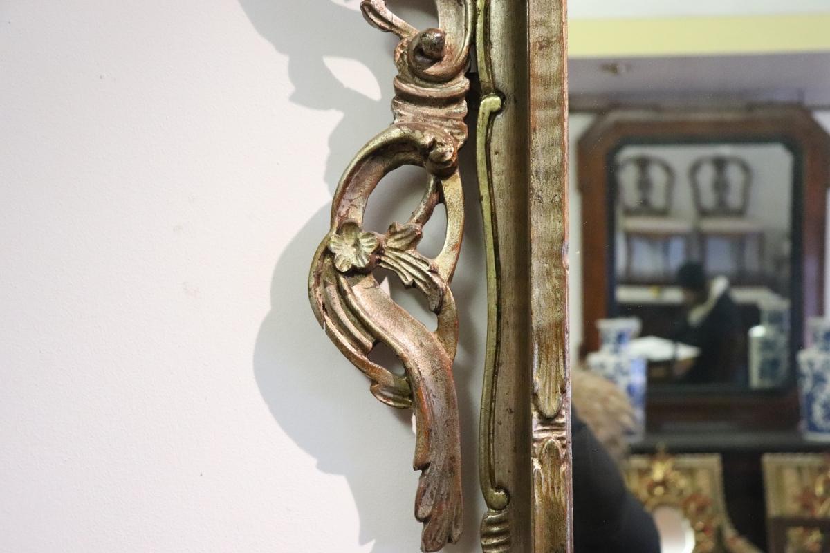 20th Century Louis XV Style Silvered Wood Antique Wall Mirror