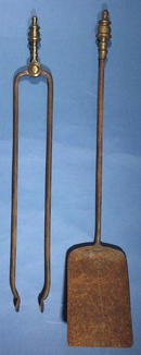 Fireplace Tools, Shovel & Tongs brass and iron c.1780-1800