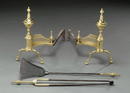 Andirons, Brass & Iron, Pierced Galleries, American, c.1780