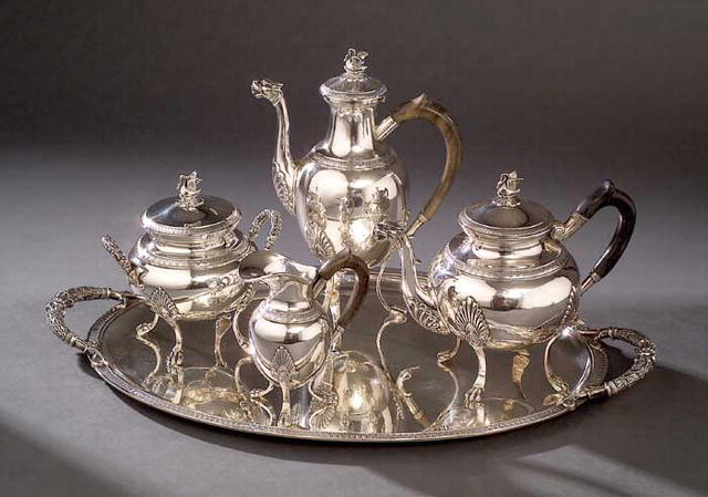 Tea Set, Silver solid, French, c.1880
