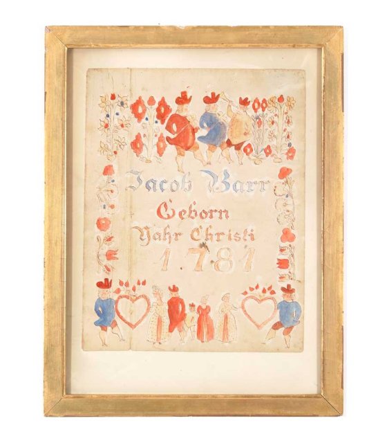 Fraktur, Pennsylvania Dutch, dated 1781