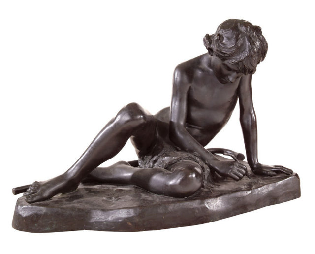 Sculpture, Bronze, Shepherd Boy, American, Kate Lizard c1890