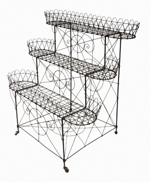 Plant Stand, Wire, Victorian Black 3 tier c.1880-1900