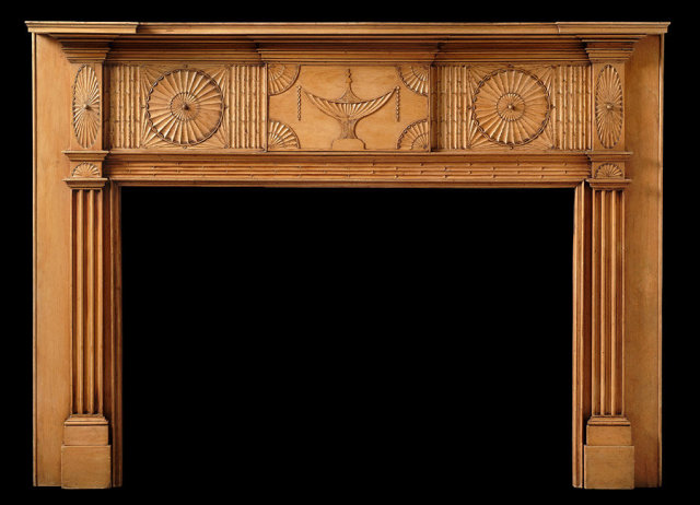2005/1017 Hudson Valley Urn Carved Mantel c.1800-1815