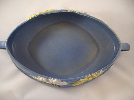 Roseville Pottery Console Bowl Blue Freesia