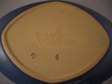Roseville Pottery Console Bowl Blue Freesia