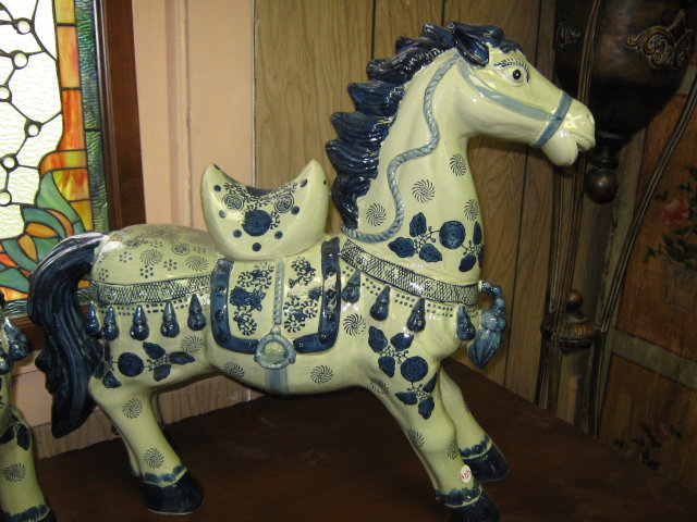 Horse statues- porcelain-Blue Delpht Style