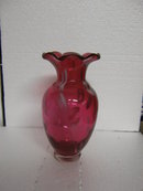 Cranberry Opalescent Glass Vase