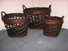 Baskets Wicker, Set of 3 Round, large