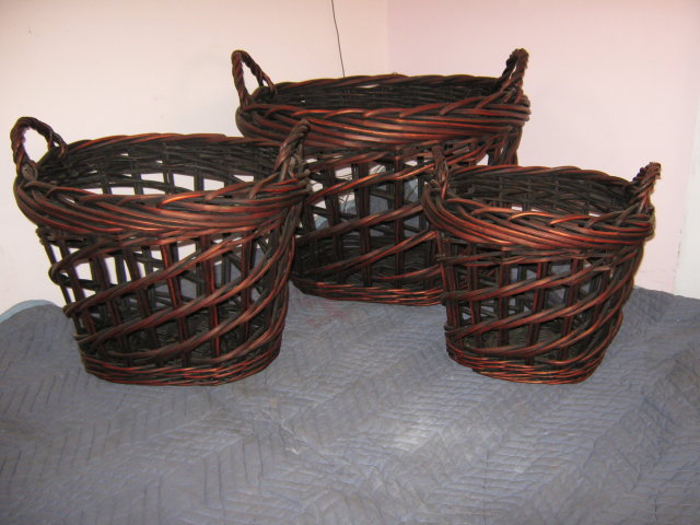 Baskets Wicker, Set of 3 Round, large