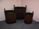 Baskets, Wicker, set of 3 round, tall