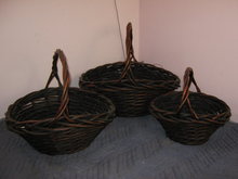 Baskets, Set of 3, Round, Wicker