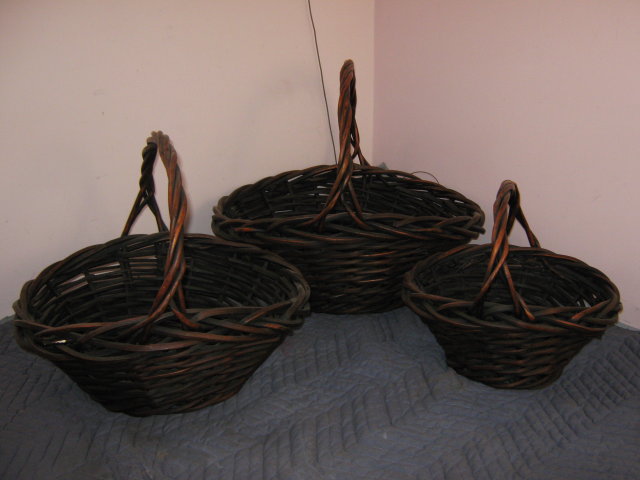 Baskets, Set of 3, Round, Wicker